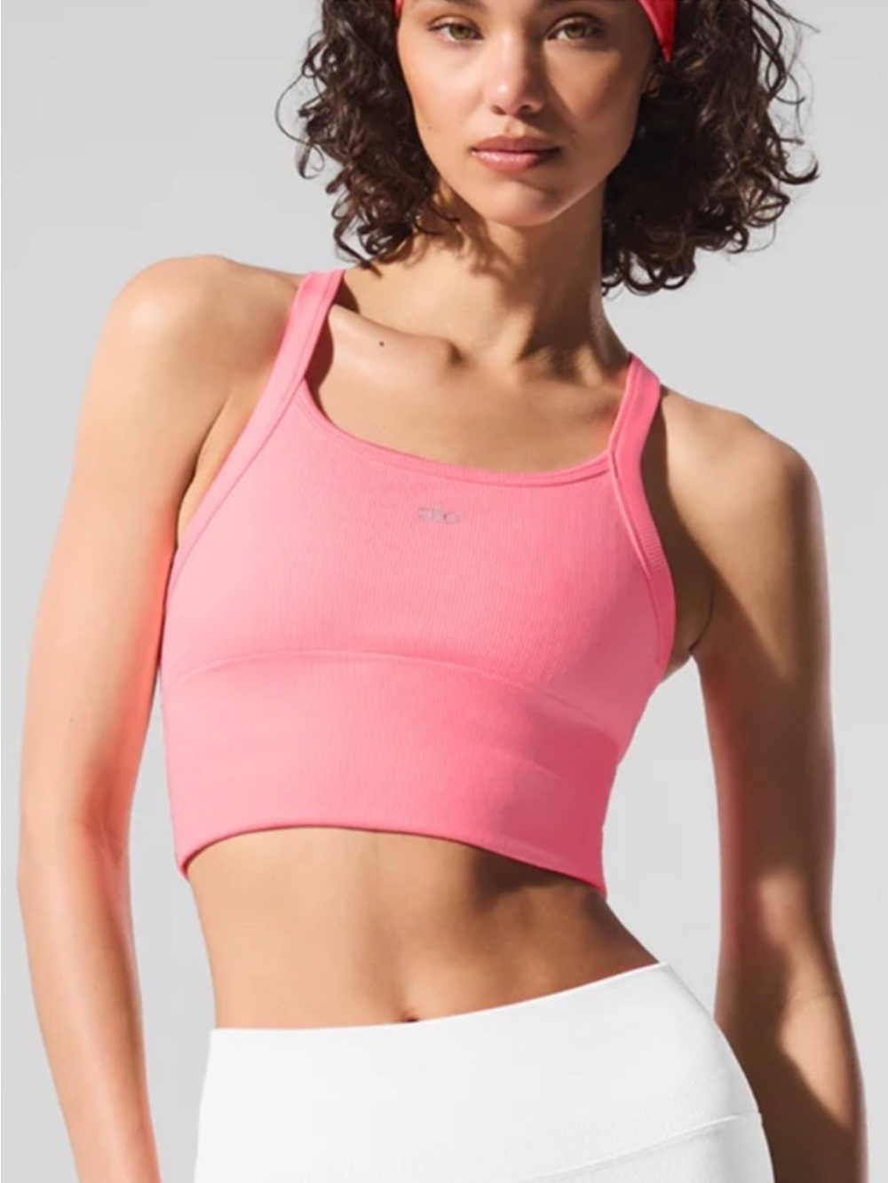 NWT Alo Yoga Women’s Ribbed Pink Sports Crop Top